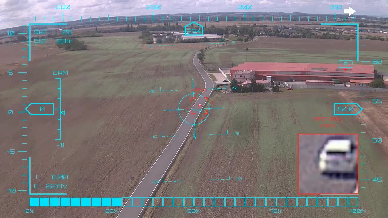 First contact in gusty crosswind — onboard AI target lock and real-time tracking from a UAV in strong crosswind, FPV goggles DVR