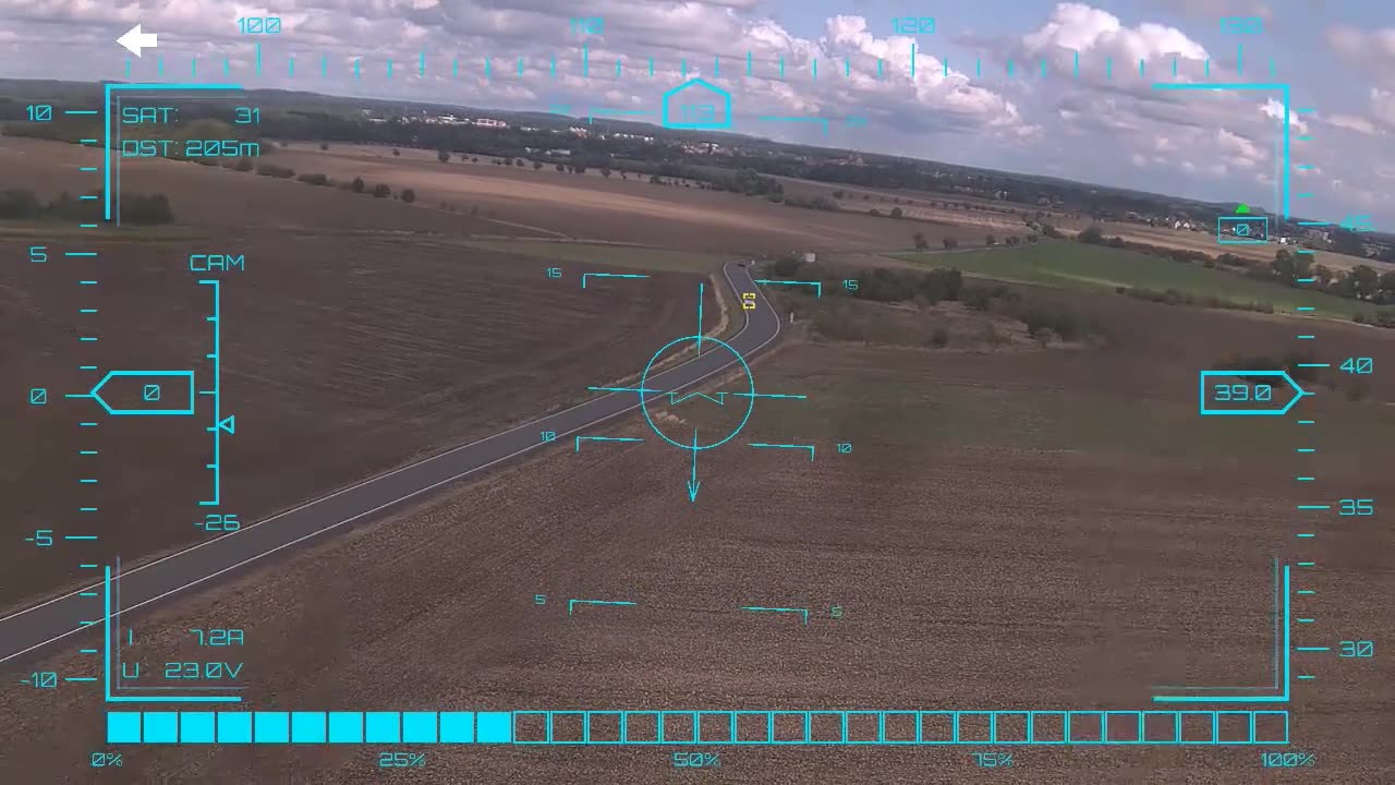 Red car, then a white crossover — onboard AI target lock and real-time tracking from a UAV in strong crosswind, FPV goggles DVR