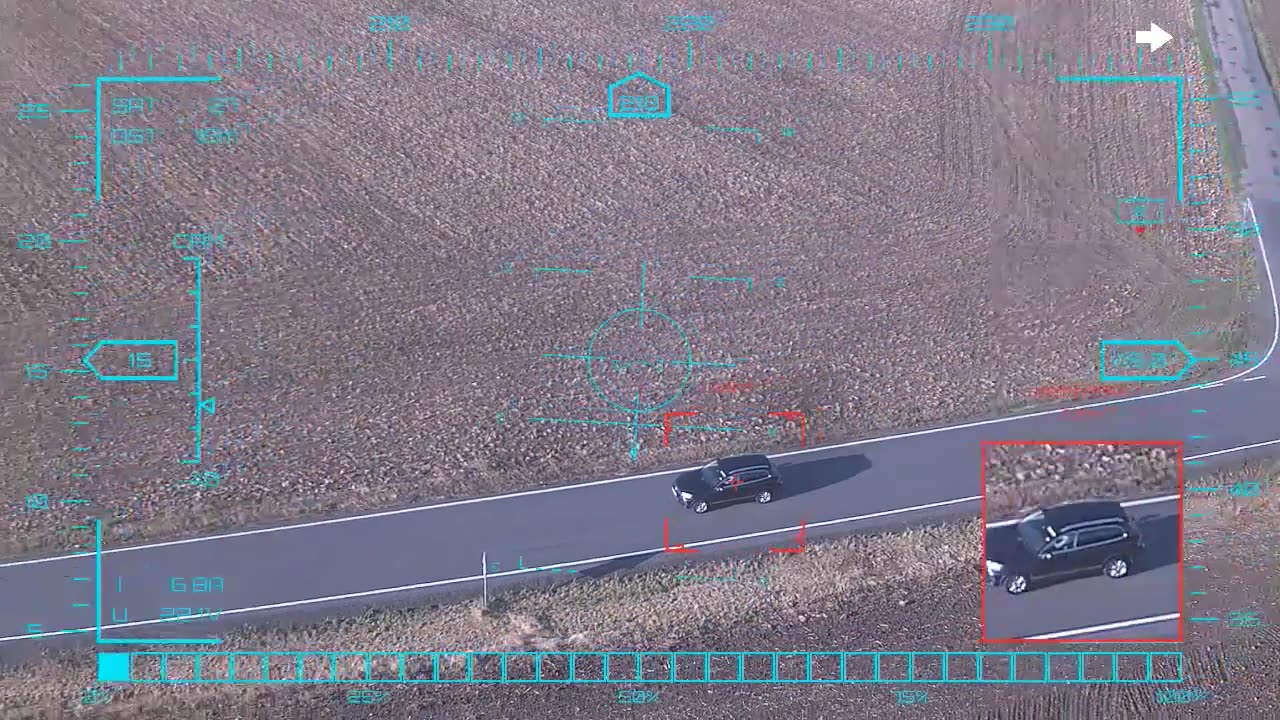 Dark crossover on the open road — onboard AI target lock and real-time tracking from a UAV, FPV goggles DVR