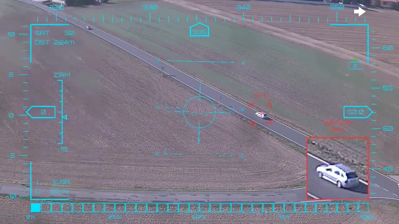 Silver, white, red — one after another — onboard AI target lock and real-time tracking from a UAV, FPV goggles DVR