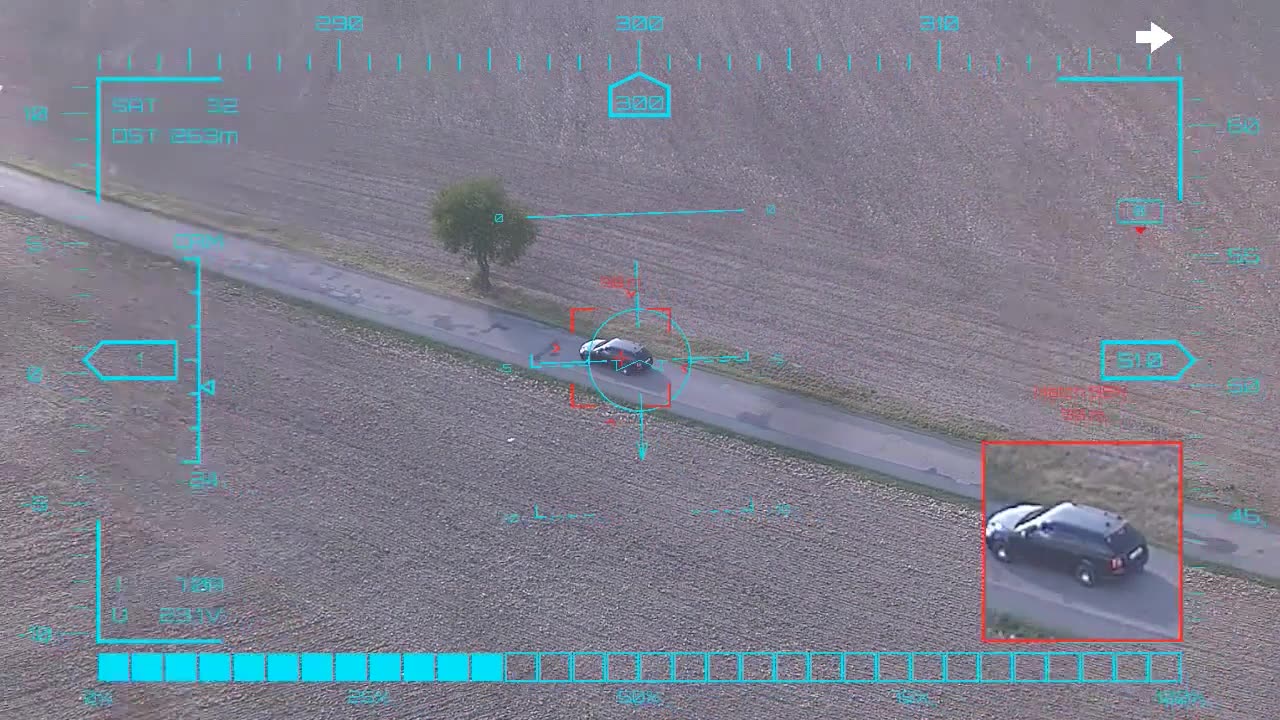 Holding past a roadside tree — onboard AI target lock and real-time tracking from a UAV, FPV goggles DVR