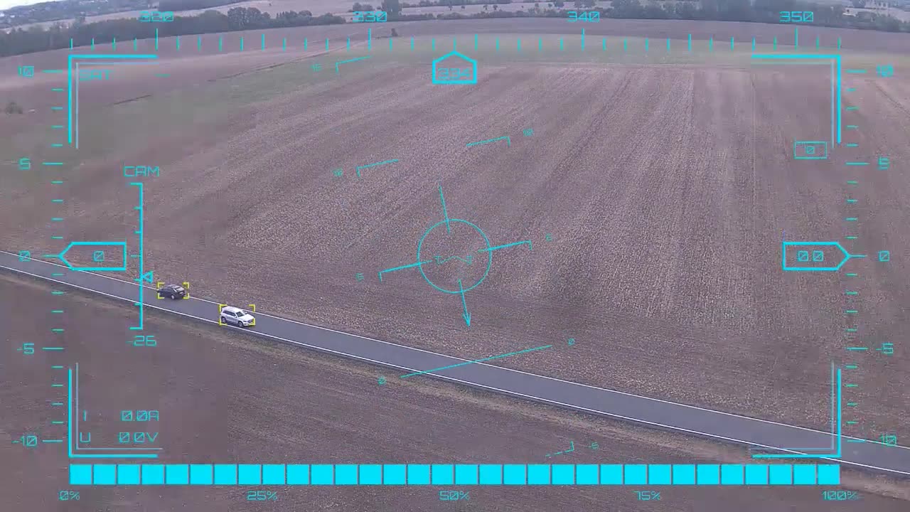 Multi-vehicle detection — onboard AI target lock and real-time tracking from a UAV, FPV goggles DVR